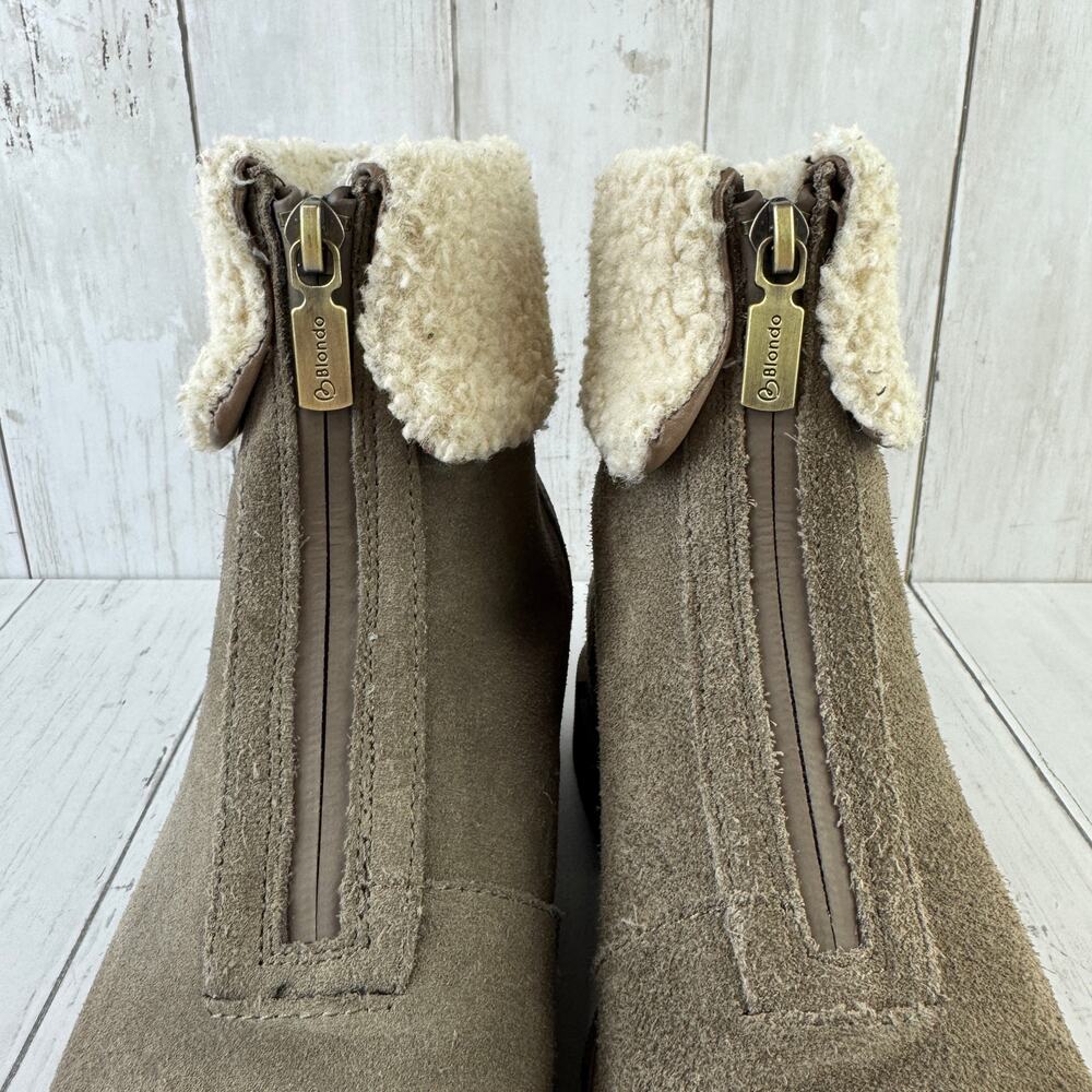 Blondo Dark Taupe Plaka Zip Up Suede Boots Waterproof Lugged Sole Size 8M - Picture 6 of 15